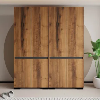 Dulap pentru haine, Hanah Home, Floransa 180, 180x210x52 cm, PAL MELAMINAT, Nuc / Antracit 6c0d imagine