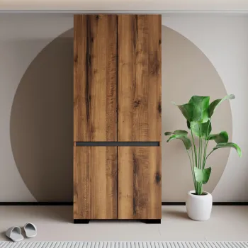 Dulap pentru haine, Hanah Home, Floransa 90, 90x210x52 cm, PAL, Nuc / Antracit cfc5 imagine