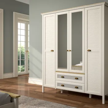 Dulap pentru haine, Hanah Home, FRN-21001, 165.2x195.7x59.9 cm, PAL, Crem / Stejar / Gri f923 imagine