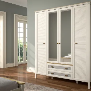 Dulap pentru haine, Hanah Home, FRN-21004, 186.3x215.9x61.1 cm, PAL, Crem / Stejar / Gri 78d2 imagine