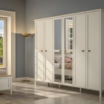 Dulap pentru haine, Hanah Home, FRN-21006, 265.8x215.9x60.9 cm, PAL, Crem b6b3 imagine