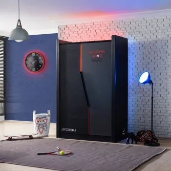 Dulap pentru haine, Hanah Home, Gaming Zone 2, 130x200x62 cm, PAL, Antracit b621 imagine