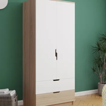 Dulap pentru haine, Hanah Home, Lento, 75x180x52.5 cm, PAL, Stejar Sonomo / Alb 13d0 imagine