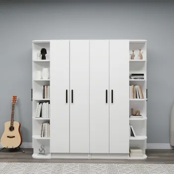 Dulap pentru haine, Hanah Home, Linda Luses, 180x181.8x50 cm, PAL, Alb 0299 imagine
