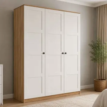 Dulap pentru haine, Hanah Home, Loren 1600-233, 135.8x188.6x53.8 cm, Alb/Maro 6782 imagine