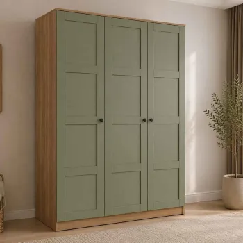 Dulap pentru haine, Hanah Home, Loren 1600-236, 135.8x188.6x53.8 cm, Nuc / Verde dafb imagine