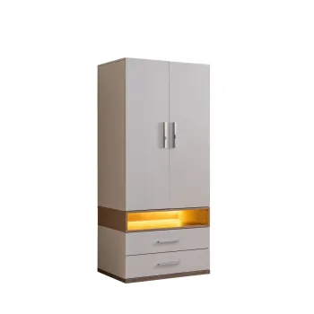 Dulap pentru haine, Hanah Home, Milano 2, 90x200x60 cm, PAL, Alb/Maro 55f2 imagine