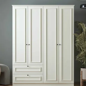 Dulap pentru haine, Hanah Home, Mira 182, 140x182x54 cm, Alb 3794 imagine