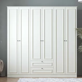 Dulap pentru haine, Hanah Home, Mira 6 210, 209x210x54 cm, Alb 4107 imagine