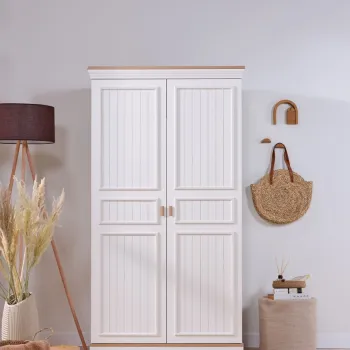 Dulap pentru haine, Hanah Home, Monte, 104.5x196x54.3 cm, PAL MELAMINAT, Crem / Stejar ce6a imagine