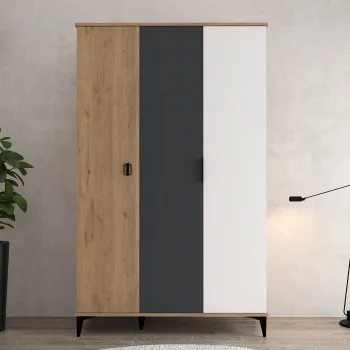 Dulap pentru haine, Hanah Home, Neva 6302, PAL, Stejar / Alb / Antracit 6764 imagine