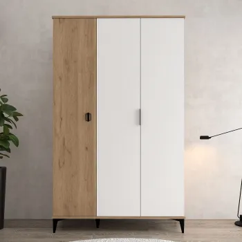Dulap pentru haine, Hanah Home, Neva 6303, PAL, Stejar Safir / Alb e237 imagine