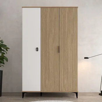 Dulap pentru haine, Hanah Home, Neva 6304, PAL, Stejar / Alb f66d imagine