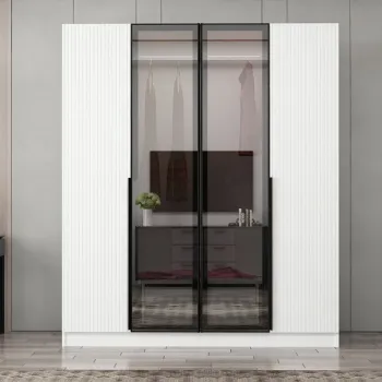 Dulap pentru haine, Hanah Home, Nisa, 180x210x52 cm, Alb b3c9 imagine