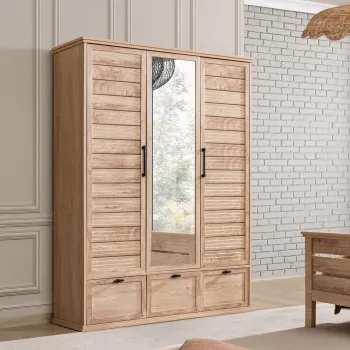 Dulap pentru haine, Hanah Home, Polo 3, 138x197x56 cm, PAL, Maro 919e imagine