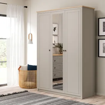 Dulap pentru haine, Hanah Home, Sento, 145.8x208.5x52.7 cm, PAL MELAMINAT, Gri / Stejar 4c34 imagine