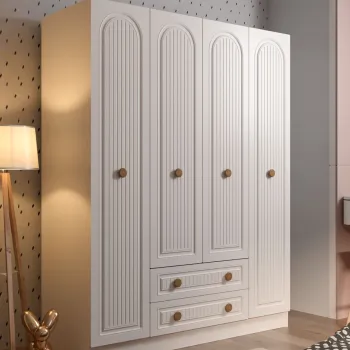 Dulap pentru haine, Hanah Home, Tavero, 140x180x54 cm, PAL, Alb fb8f imagine