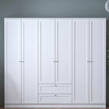 Dulap pentru haine, Hanah Home, Terra 6 182, 205x182x52 cm, Alb 836a imagine