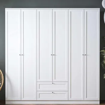 Dulap pentru haine, Hanah Home, Terra 6 210, 205x210x52 cm, Alb 9b5f imagine