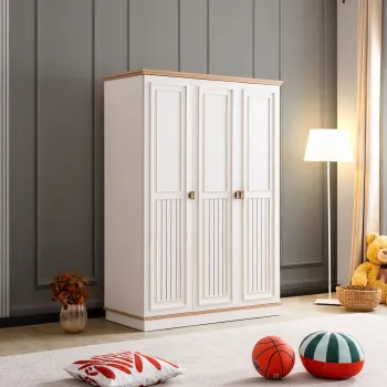 Dulap pentru haine, Hanah Home, Zenit 3, 134x192x61 cm, PAL, Crema usoara e53b imagine
