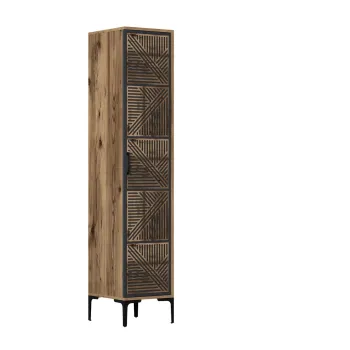Dulap pentru haine, Hommy Craft, Kumsal P, 40x47.5x201.4 cm, PAL, Nuc / Antracit a443 imagine