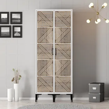 Dulap pentru haine, Hommy Craft, Kumsal PP, 80x47.5x201.4 cm, PAL, Alb 2ee6 imagine