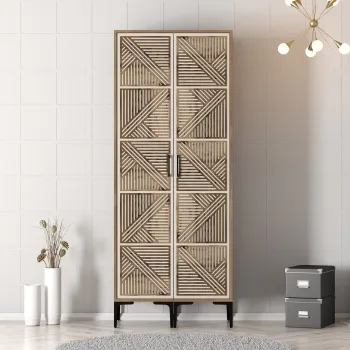Dulap pentru haine, Hommy Craft, Kumsal PP, 80x47.5x201.4 cm, PAL, Maro/Crem e05d imagine