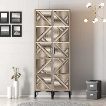 Dulap pentru haine, Hommy Craft, Kumsal PP, 80x47.5x201.4 cm, PAL, Nuc/Alb a1cb imagine