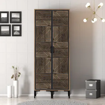 Dulap pentru haine, Hommy Craft, Kumsal PP, 80x47.5x201.4 cm, PAL, Nuc / Antracit 5e4a imagine