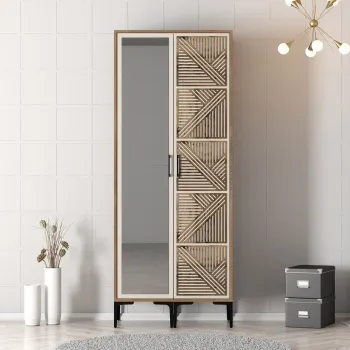 Dulap pentru haine, Hommy Craft, Kumsal PR, 80x47.5x201.4 cm, PAL, Maro/Crem ceb2 imagine