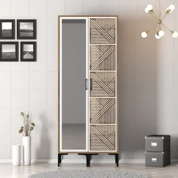 Dulap pentru haine, Hommy Craft, Kumsal PR, 80x47.5x201.4 cm, PAL, Nuc/Alb aa1c imagine