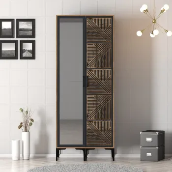 Dulap pentru haine, Hommy Craft, Kumsal PR, 80x47.5x201.4 cm, PAL, Nuc / Antracit 7c1f imagine