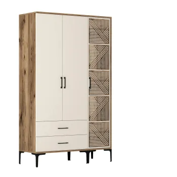 Dulap pentru haine, Hommy Craft, Kumsal PT, 120x47.5x201.4 cm, PAL, Maro/Crem 7e08 imagine
