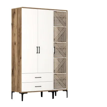 Dulap pentru haine, Hommy Craft, Kumsal PT, 120x47.5x201.4 cm, PAL, Nuc/Alb 9930 imagine