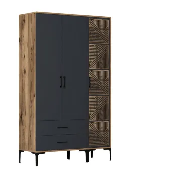 Dulap pentru haine, Hommy Craft, Kumsal PT, 120x47.5x201.4 cm, PAL, Nuc / Antracit a70f imagine