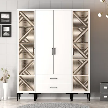 Dulap pentru haine, Hommy Craft, Kumsal PTP, 160x47.5x201.4 cm, PAL, Alb 5e5d imagine