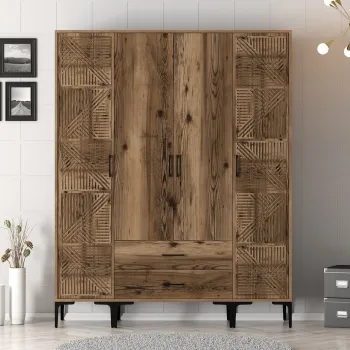 Dulap pentru haine, Hommy Craft, Kumsal PTP, 160x47.5x201.4 cm, PAL, Maro 49f6 imagine