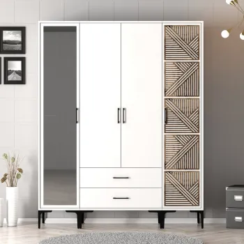 Dulap pentru haine, Hommy Craft, Kumsal PTR, 160x47.5x201.4 cm, PAL, Alb eaac imagine