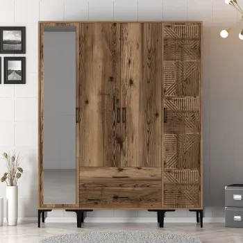 Dulap pentru haine, Hommy Craft, Kumsal PTR, 160x47.5x201.4 cm, PAL, Maro 95e0 imagine