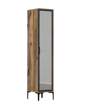 Dulap pentru haine, Hommy Craft, Kumsal R, 40x47.5x201.4 cm, PAL, Nuc / Antracit a300 imagine
