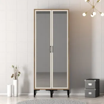 Dulap pentru haine, Hommy Craft, Kumsal RR, 80x47.5x201.4 cm, PAL, Maro/Crem 3864 imagine