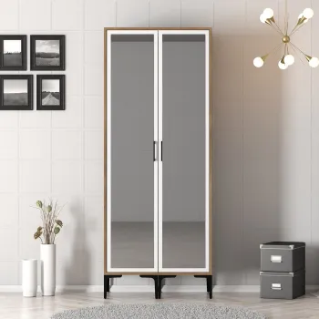 Dulap pentru haine, Hommy Craft, Kumsal RR, 80x47.5x201.4 cm, PAL, Nuc/Alb 11f2 imagine