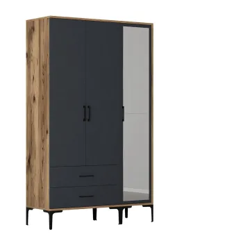 Dulap pentru haine, Hommy Craft, Kumsal RT, 120x47.5x201.4 cm, PAL, Nuc / Antracit c435 imagine