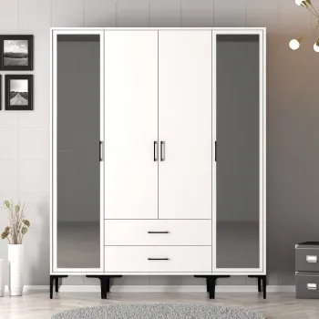 Dulap pentru haine, Hommy Craft, Kumsal RTR, 160x47.5x201.4 cm, PAL, Alb 6461 imagine