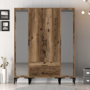 Dulap pentru haine, Hommy Craft, Kumsal RTR, 160x47.5x201.4 cm, PAL, Maro 5261 imagine
