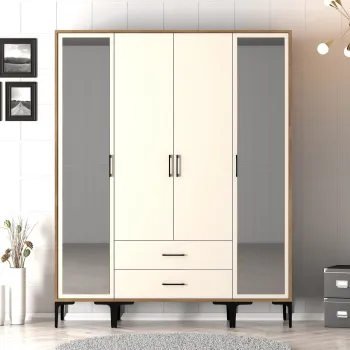 Dulap pentru haine, Hommy Craft, Kumsal RTR, 160x47.5x201.4 cm, PAL, Maro/Crem e66d imagine