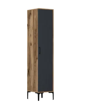 Dulap pentru haine, Hommy Craft, Kumsal S, 40x47.5x201.4 cm, PAL, Nuc / Antracit 2710 imagine