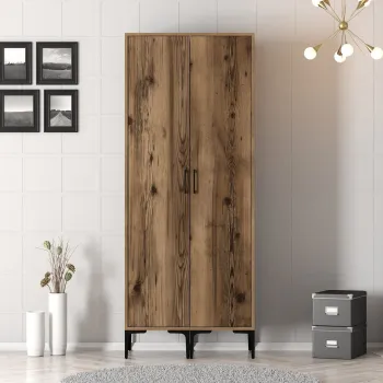Dulap pentru haine, Hommy Craft, Kumsal SS, 80x47.5x201.4 cm, PAL, Maro 8050 imagine