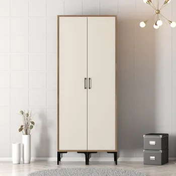 Dulap pentru haine, Hommy Craft, Kumsal SS, 80x47.5x201.4 cm, PAL, Maro/Crem f5fc imagine