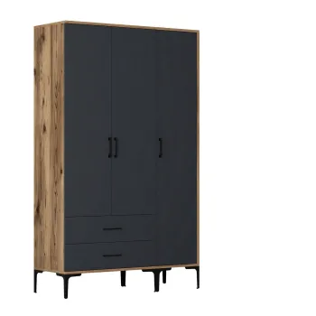 Dulap pentru haine, Hommy Craft, Kumsal ST, 120x47.5x201.4 cm, PAL, Nuc / Antracit 859e imagine